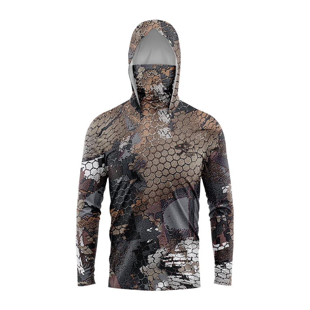 Fishing Mask Sun Protection - Hukニューギアフィッシングシャツ 夏用長袖シャツ 速乾性 通気性 フード付きマスク 釣り服
