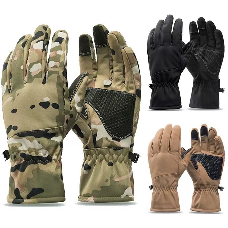 Fishing Gloves - タクティクスアウトドア迷彩狩猟用暖かい滑り止め釣り用手袋防水タッチスクリーン冬用スキーキャンプサイクリングスポーツグローブ